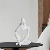 Maxbell Nordic Thinker Figurine Candle Holder Sculpture Ornament Decor Office White