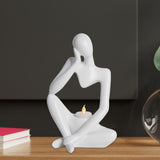 Maxbell Nordic Thinker Figurine Candle Holder Sculpture Ornament Decor Office White