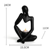 Maxbell Nordic Thinker Figurine Candle Holder Sculpture Ornament Decor Office Black