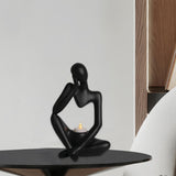 Maxbell Nordic Thinker Figurine Candle Holder Sculpture Ornament Decor Office Black