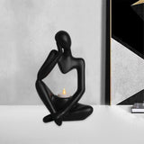 Maxbell Nordic Thinker Figurine Candle Holder Sculpture Ornament Decor Office Black