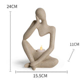 Maxbell Nordic Thinker Figurine Candle Holder Sculpture Ornament Decor Office Beige