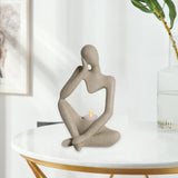 Maxbell Nordic Thinker Figurine Candle Holder Sculpture Ornament Decor Office Beige
