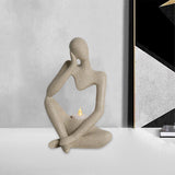 Maxbell Nordic Thinker Figurine Candle Holder Sculpture Ornament Decor Office Beige