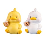 Maxbell Duck Statue Miniature Figurines Cake Topper Resin Craft Sculpture Home Decor White