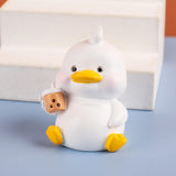 Maxbell Duck Statue Miniature Figurines Cake Topper Resin Craft Sculpture Home Decor White