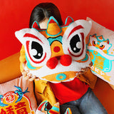 Maxbell Lion Throw Pillow Case Chinese New Year Cushion Cover for Sofa Pink 42cmx42cm