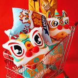 Maxbell Lion Throw Pillow Case Chinese New Year Cushion Cover for Sofa Pink 42cmx42cm
