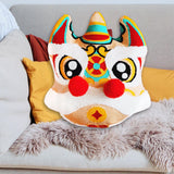 Maxbell Lion Throw Pillow Case Chinese New Year Cushion Cover for Sofa Pink 42cmx42cm