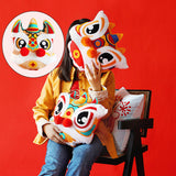 Maxbell Lion Throw Pillow Case Chinese New Year Cushion Cover for Sofa Pink 42cmx42cm