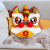 Maxbell Lion Throw Pillow Case Chinese New Year Cushion Cover for Sofa Orange 42cmx42cm