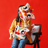 Maxbell Lion Throw Pillow Case Chinese New Year Cushion Cover for Sofa Red Green 43cmx43cm