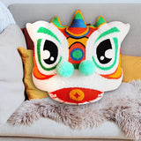 Maxbell Lion Throw Pillow Case Chinese New Year Cushion Cover for Sofa Red Green 43cmx43cm