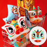 Maxbell Lion Throw Pillow Case Chinese New Year Cushion Cover for Sofa Red Green 43cmx43cm
