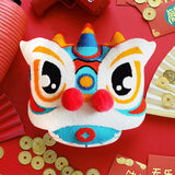 Maxbell Lion Throw Pillow Case Chinese New Year Cushion Cover for Sofa Blue 43cmx43cm