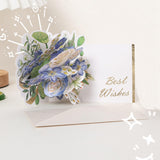 Maxbell Pop up Flower Greeting Card Anniversary for Valentines Mom Family Blue