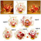 Maxbell Chinese New Year Ornaments Lighted Artificial Potted Flower for Home Wedding Style A