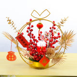 Maxbell Chinese New Year Ornaments Lighted Artificial Potted Flower for Home Wedding Style A