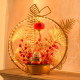 Maxbell Chinese New Year Ornaments Lighted Artificial Potted Flower for Home Wedding Style C