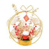 Maxbell Chinese New Year Ornaments Lighted Artificial Potted Flower for Home Wedding Style D