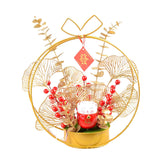 Maxbell Chinese New Year Ornaments Lighted Artificial Potted Flower for Home Wedding Style D