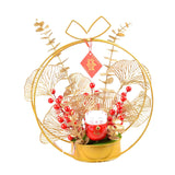 Maxbell Chinese New Year Ornaments Lighted Artificial Potted Flower for Home Wedding Style D
