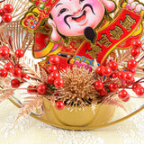 Maxbell Chinese New Year Ornaments Lighted Artificial Potted Flower for Home Wedding Style E