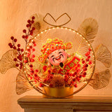 Maxbell Chinese New Year Ornaments Lighted Artificial Potted Flower for Home Wedding Style E