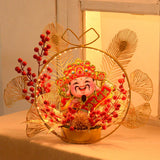 Maxbell Chinese New Year Ornaments Lighted Artificial Potted Flower for Home Wedding Style E