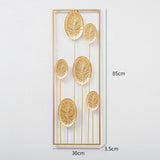 Maxbell Metal Wall Decor Sculpture Corridor Farmhouse Leaves Wall Art Line Drawing Round Leaf Left