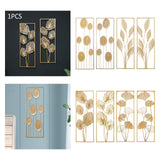 Maxbell Metal Wall Decor Sculpture Corridor Farmhouse Leaves Wall Art Line Drawing Round Leaf Left