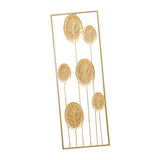 Maxbell Metal Wall Decor Sculpture Corridor Farmhouse Leaves Wall Art Line Drawing Round Leaf Left
