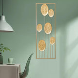 Maxbell Metal Wall Decor Sculpture Corridor Farmhouse Leaves Wall Art Line Drawing Round Leaf Left