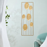 Maxbell Metal Wall Decor Sculpture Corridor Farmhouse Leaves Wall Art Line Drawing Round Leaf Left