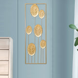 Maxbell Metal Wall Decor Sculpture Corridor Farmhouse Leaves Wall Art Line Drawing Round Leaf Left