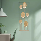 Maxbell Metal Wall Decor Sculpture Corridor Farmhouse Leaves Wall Art Line Drawing Round Leaf Right