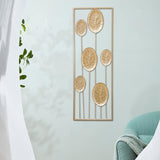 Maxbell Metal Wall Decor Sculpture Corridor Farmhouse Leaves Wall Art Line Drawing Round Leaf Right