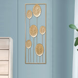Maxbell Metal Wall Decor Sculpture Corridor Farmhouse Leaves Wall Art Line Drawing Round Leaf Right