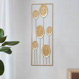 Maxbell Metal Wall Decor Sculpture Corridor Farmhouse Leaves Wall Art Line Drawing Round Leaf Right