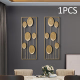 Maxbell Metal Wall Decor Sculpture Corridor Farmhouse Leaves Wall Art Line Drawing Round Leaf Right