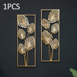 Maxbell Metal Wall Decor Sculpture Corridor Farmhouse Leaves Wall Art Line Drawing Turtle Leaf Left