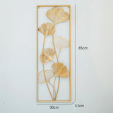 Maxbell Metal Wall Decor Sculpture Corridor Farmhouse Leaves Wall Art Line Drawing Ginkgo Biloba Left