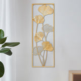 Maxbell Metal Wall Decor Sculpture Corridor Farmhouse Leaves Wall Art Line Drawing Ginkgo Biloba Left