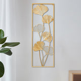 Maxbell Metal Wall Decor Sculpture Corridor Farmhouse Leaves Wall Art Line Drawing Ginkgo Biloba Right