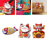 Maxbell Embroidered Cushion Case Farmhouse Holiday Happy New Year Throw Pillow Cover Cat 42x35cm