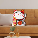 Maxbell Embroidered Cushion Case Farmhouse Holiday Happy New Year Throw Pillow Cover Cat 42x35cm