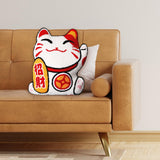 Maxbell Embroidered Cushion Case Farmhouse Holiday Happy New Year Throw Pillow Cover Cat 42x35cm