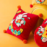 Maxbell Chinese New Year Rabbit Pillow Cover for Spring Festival Decoration Style A