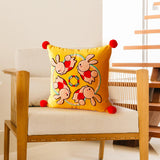 Maxbell Chinese New Year Rabbit Pillow Cover for Spring Festival Decoration Style E