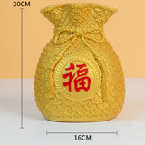 Maxbell Flower Vase Bouquet Holder Artwork Blessing Bag Shape Statue for Tabletop Aureate